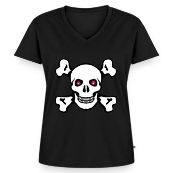 Pirate skull - Women's Premium Organic V-neck T-shirt - black - Front - AI Model Female 172 light (172cm)