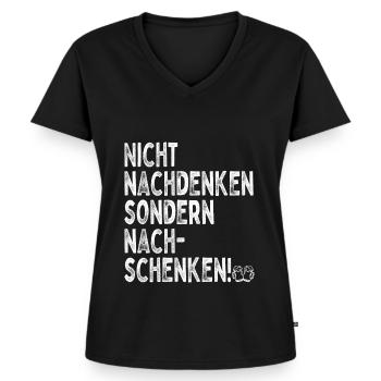 Nicht Nachdenken Sondern Nachschenken Bier Alk JGA - Frauen Premium Bio T-Shirt mit V-Ausschnitt - Schwarz - Vorne - AI Model Female 172 light (172cm)