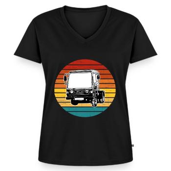Multicar M25 Multicar Nouveaux camions Multricar - T-shirt encolure en V Premium bio Femme - noir - Devant - AI Model Female 172 light (172cm)