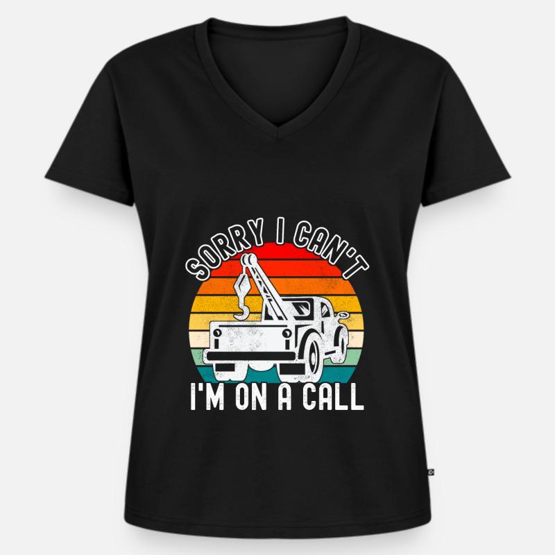 Abschleppwagen Abschleppdienst - Frauen Premium Bio T-Shirt mit V-Ausschnitt - Schwarz