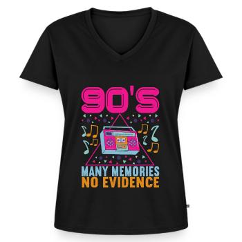 90er Jahre 90s 90er Party - Frauen Premium Bio T-Shirt mit V-Ausschnitt - Schwarz - Vorne - AI Model Female 172 light (172cm)