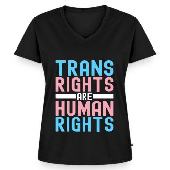 Transgender Trans LGBTQ - Frauen Premium Bio T-Shirt mit V-Ausschnitt - Schwarz - Vorne - AI Model Female 172 light (172cm)