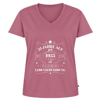 Lustiges Geburtstags Geschenk 1955 geboren Spruch - Frauen Premium Bio T-Shirt mit V-Ausschnitt - Mauve - Vorne - AI Model Female 172 dark (172cm)