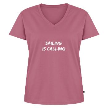Voile - la voile appelle - T-shirt encolure en V Premium bio Femme - mauve - Devant - AI Model Female 172 dark (172cm)