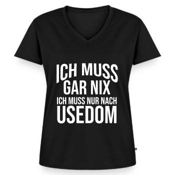 Ostsee Usedom - Frauen Premium Bio T-Shirt mit V-Ausschnitt - Schwarz - Vorne - AI Model Female 172 light (172cm)
