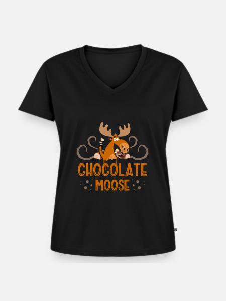 Schokoladen-elch-tier-tier Alces Choco Deer - Frauen Premium Bio T-Shirt mit V-Ausschnitt - Schwarz