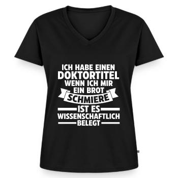 Doktor Abschluss Doktorand Promotion Doktortitel - Frauen Premium Bio T-Shirt mit V-Ausschnitt - Schwarz - Vorne - AI Model Female 172 light (172cm)
