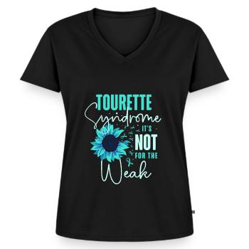 Le syndrome de Gilles de la Tourette Ce n’est pas pour les faibles - T-shirt encolure en V Premium bio Femme - noir - Devant - AI Model Female 172 light (172cm)
