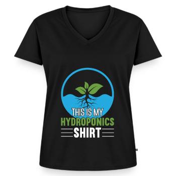 Hydroponics Indoor Gardening Horticulture - Women's Premium Organic V-neck T-shirt - black - Front - AI Model Female 172 light (172cm)