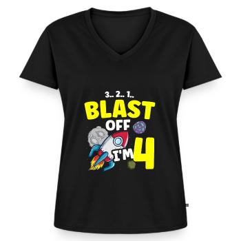 Ich Bin 4 Science Future Scientist Happy Birthday - Frauen Premium Bio T-Shirt mit V-Ausschnitt - Schwarz - Vorne - AI Model Female 172 light (172cm)