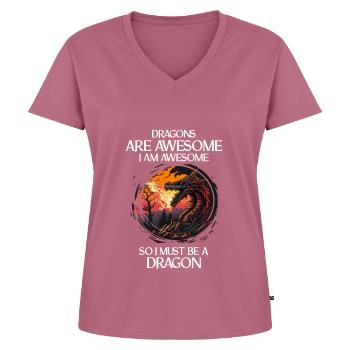 Créature mythique Dragon Cadeau Hommes Dragon pour un - T-shirt encolure en V Premium bio Femme - mauve - Devant - AI Model Female 172 dark (172cm)
