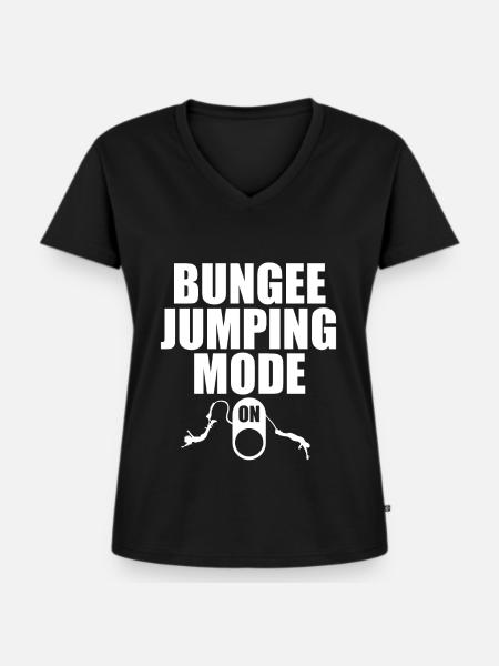 Bungee-jumping-modus Auf Bungee-jumper-adrenalin - Frauen Premium Bio T-Shirt mit V-Ausschnitt - Schwarz