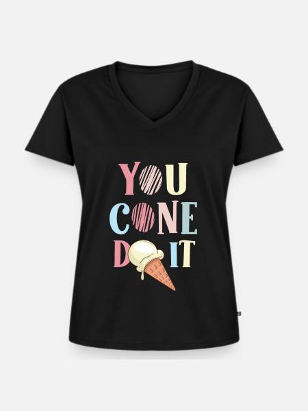You Cone Do It - Frauen Premium Bio T-Shirt mit V-Ausschnitt - Schwarz