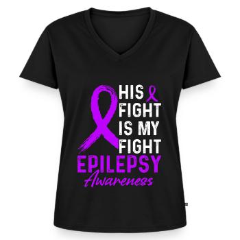 Fight against epilepsy - Women's Premium Organic V-neck T-shirt - black - Front - AI Model Female 172 light (172cm)
