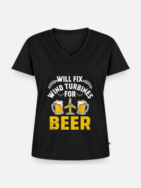 Windkraftanlagentechniker Windmühle Erneuerbare - Frauen Premium Bio T-Shirt mit V-Ausschnitt - Schwarz