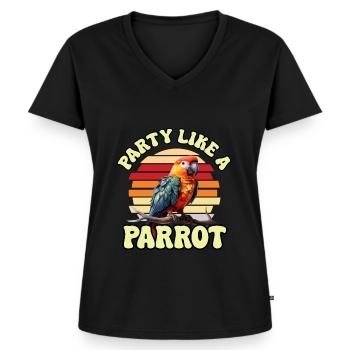 Perruche Perruche Oiseau Perruche Propriétaire - T-shirt encolure en V Premium bio Femme - noir - Devant - AI Model Female 172 light (172cm)