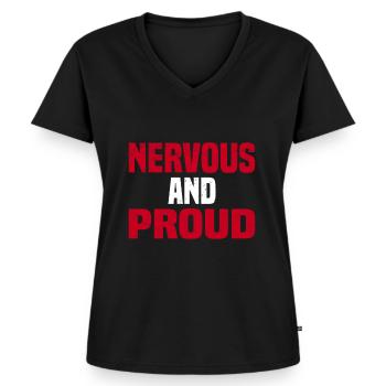 Misanthrop Menschenhasser Asozial Introvertiert - Frauen Premium Bio T-Shirt mit V-Ausschnitt - Schwarz - Vorne - AI Model Female 172 light (172cm)