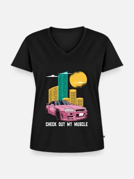 Sportwagen Auto Automobil - Frauen Premium Bio T-Shirt mit V-Ausschnitt - Schwarz