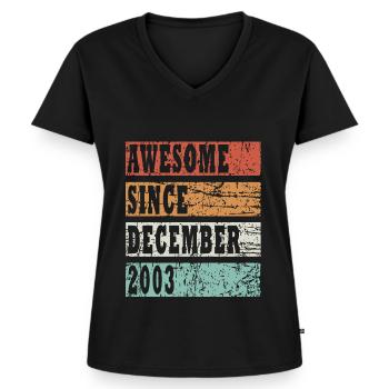 Baujahr 2003 Dezember geboren Geschenkidee - Frauen Premium Bio T-Shirt mit V-Ausschnitt - Schwarz - Vorne - AI Model Female 172 light (172cm)