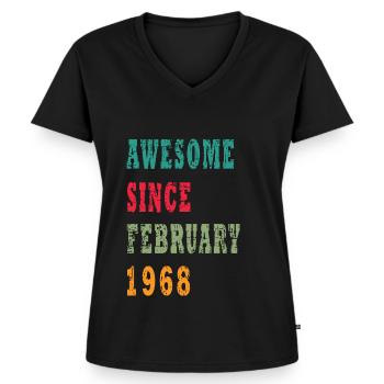 55 Jahre alt, Geburtsspruch - Frauen Premium Bio T-Shirt mit V-Ausschnitt - Schwarz - Vorne - AI Model Female 172 light (172cm)