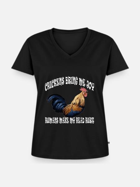 Hühner Farm - Frauen Premium Bio T-Shirt mit V-Ausschnitt - Schwarz