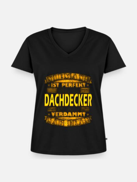 Dachdecker Dachdeckerin Dachspengler - Frauen Premium Bio T-Shirt mit V-Ausschnitt - Schwarz