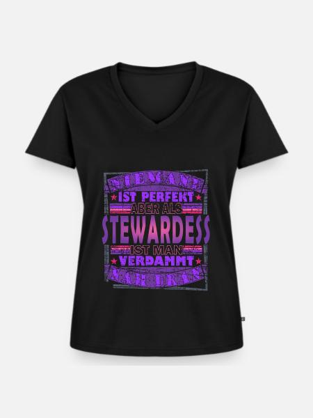 Stewardess - Frauen Premium Bio T-Shirt mit V-Ausschnitt - Schwarz