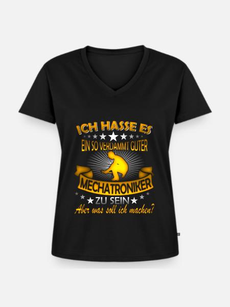 Mechatroniker / Mechatronikerin / Mechatronik - Frauen Premium Bio T-Shirt mit V-Ausschnitt - Schwarz