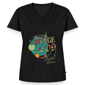 Vintage 2009 - Born In June 2009 - Women's Premium Organic V-neck T-shirt - black - Front - AI Model Female 172 light (172cm)
