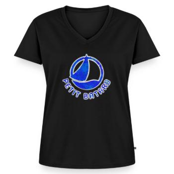 Petit batard - T-shirt encolure en V Premium bio Femme - noir - Devant - AI Model Female 172 light (172cm)