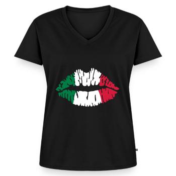 Italien - Frauen Premium Bio T-Shirt mit V-Ausschnitt - Schwarz - Vorne - AI Model Female 172 light (172cm)