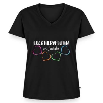 ERGOTHERAPEUTIN ERGOTHERAPIE - Frauen Premium Bio T-Shirt mit V-Ausschnitt - Schwarz - Vorne - AI Model Female 172 light (172cm)