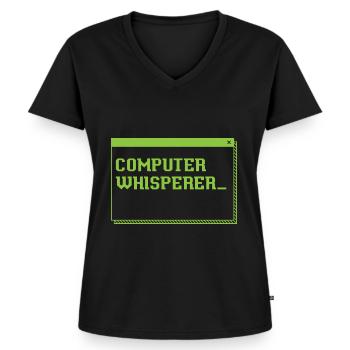 Computer Whisperer Information Technology - Frauen Premium Bio T-Shirt mit V-Ausschnitt - Schwarz - Vorne - AI Model Female 172 light (172cm)