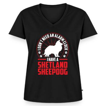 Sheltie is Alarm Shetland Sheepdog - Women's Premium Organic V-neck T-shirt - black - Front - AI Model Female 172 light (172cm)