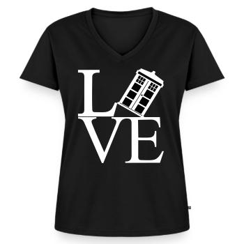 Love schwarz - Frauen Premium Bio T-Shirt mit V-Ausschnitt - Schwarz - Vorne - AI Model Female 172 light (172cm)