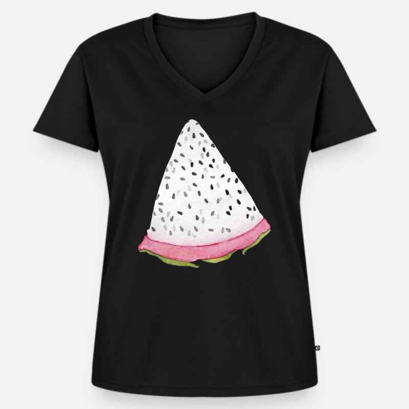 Drachenfrucht - Frauen Premium Bio T-Shirt mit V-Ausschnitt - Schwarz