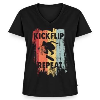 skateboard - Women's Premium Organic V-neck T-shirt - black - Front - AI Model Female 172 light (172cm)