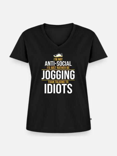 Jogging - Frauen Premium Bio T-Shirt mit V-Ausschnitt - Schwarz