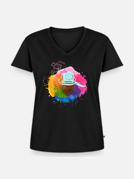 Photograph - Frauen Premium Bio T-Shirt mit V-Ausschnitt - Schwarz