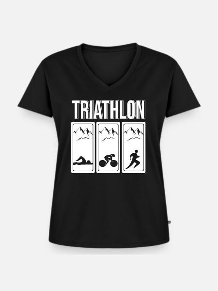 Triathlon Triathlet - Frauen Premium Bio T-Shirt mit V-Ausschnitt - Schwarz