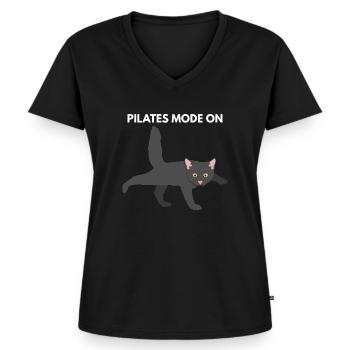 Pilates - Frauen Premium Bio T-Shirt mit V-Ausschnitt - Schwarz - Vorne - AI Model Female 172 light (172cm)