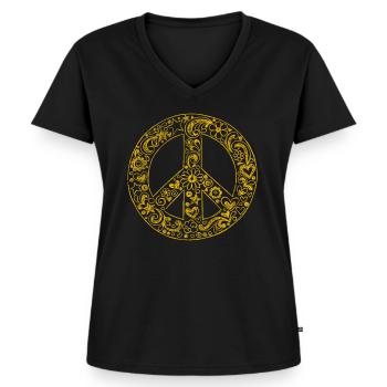 Peace Sign Hippie Peace - Ekologisk premium-T-shirt med V-ringning dam - svart - Fram - AI Model Female 172 light (172cm)