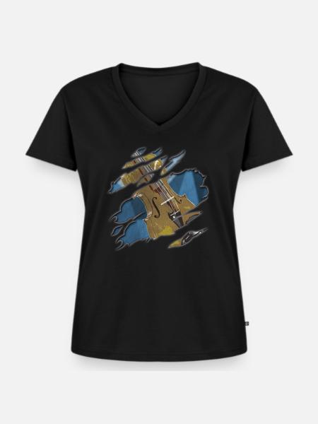 Cello Streichinstrument - Frauen Premium Bio T-Shirt mit V-Ausschnitt - Schwarz