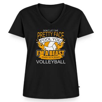 Volleyballer Volleyball Volleyball team Volleyball - Frauen Premium Bio T-Shirt mit V-Ausschnitt - Schwarz - Vorne - AI Model Female 172 light (172cm)