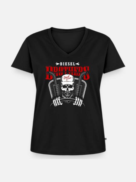 LKW Lastwagen Trucker - Frauen Premium Bio T-Shirt mit V-Ausschnitt - Schwarz