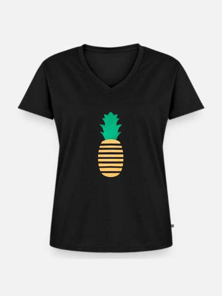 Ananas Festival Sommer Design - Frauen Premium Bio T-Shirt mit V-Ausschnitt - Schwarz
