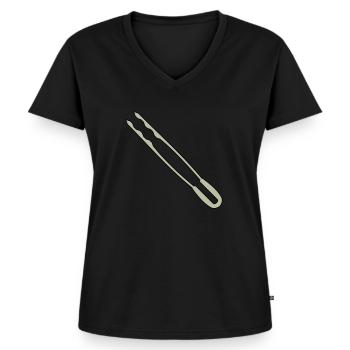 Pinces à griller - T-shirt encolure en V Premium bio Femme - noir - Devant - AI Model Female 172 light (172cm)