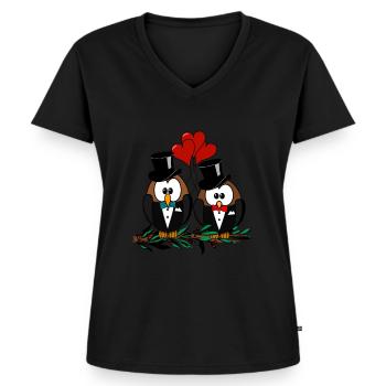 Homo Hochzeit Schwule Verliebte werden ein Paar - Frauen Premium Bio T-Shirt mit V-Ausschnitt - Schwarz - Vorne - AI Model Female 172 light (172cm)