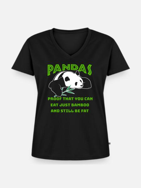 Panda Pandas - Frauen Premium Bio T-Shirt mit V-Ausschnitt - Schwarz