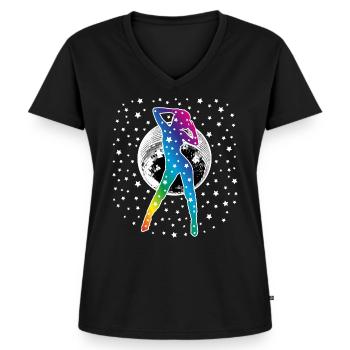 02 Disco Dance Stars Discokugel Discoball - Frauen Premium Bio T-Shirt mit V-Ausschnitt - Schwarz - Vorne - AI Model Female 172 light (172cm)